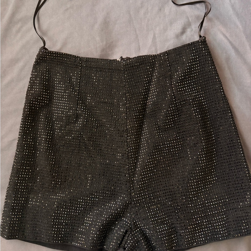 Elegant Black Studded High Waist Women's Shorts